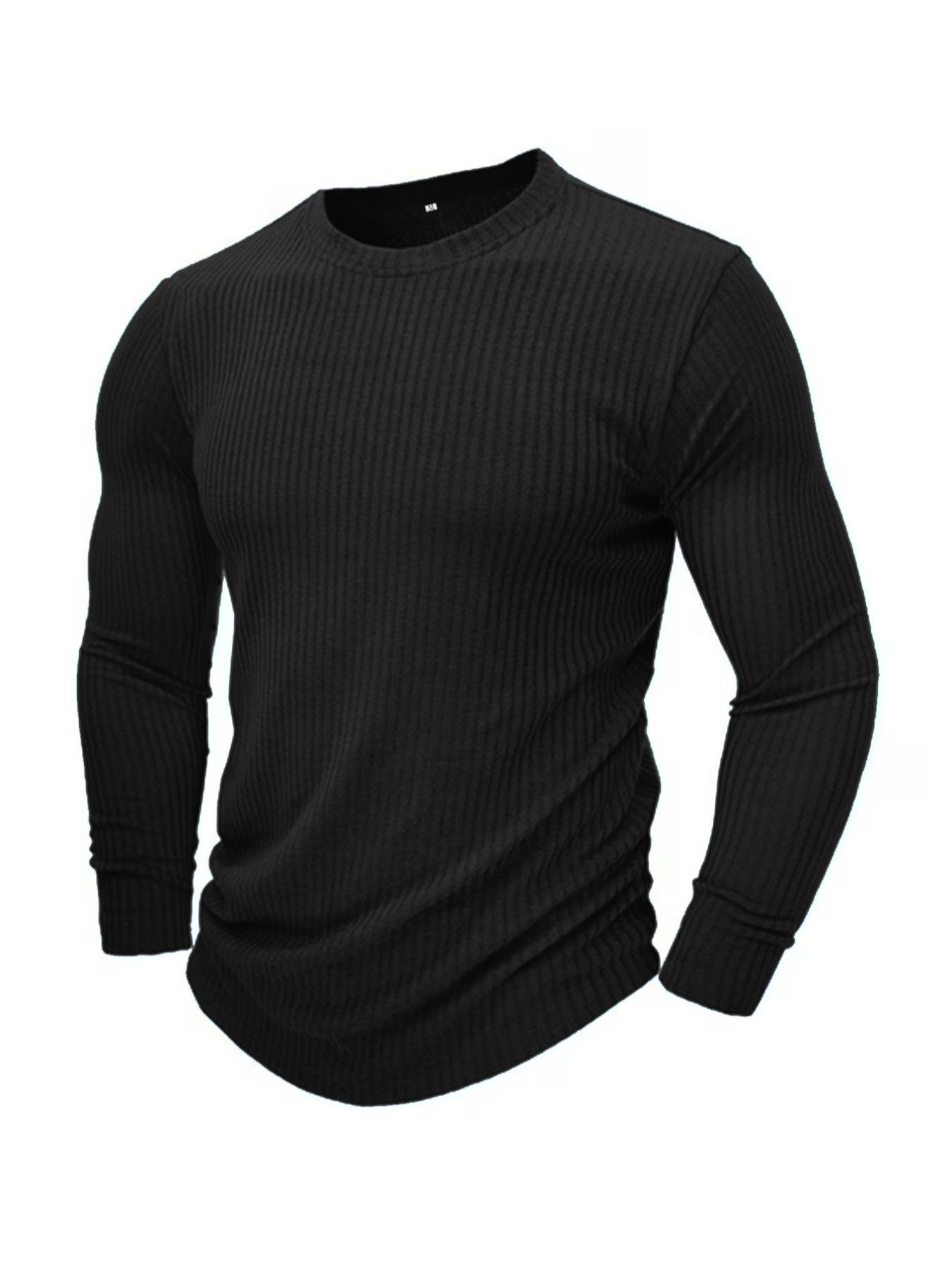 Men Formal Wear Top - Kaos Rajut Lengan Panjang Kerah Bulat