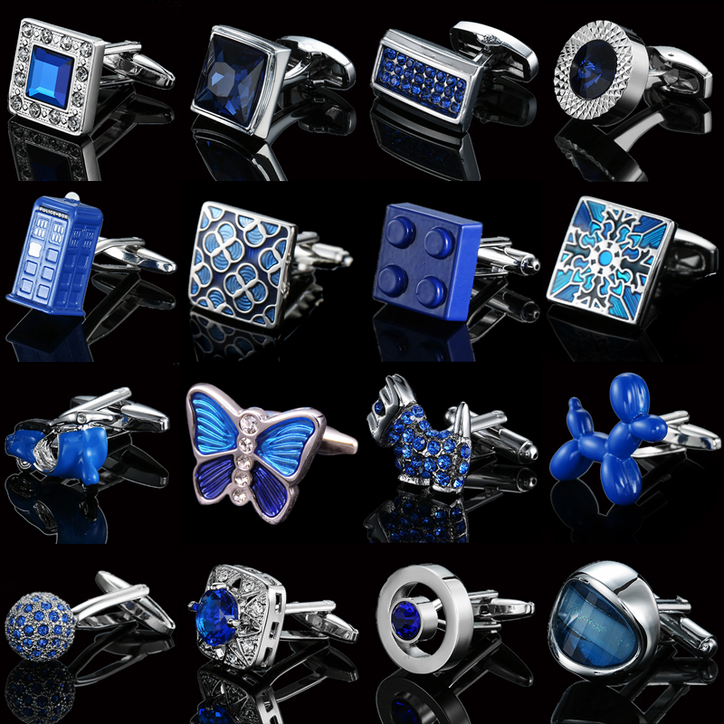 Dress Shirt French Cuff - Manset Pria Kupu-kupu Biru Kancing Manset