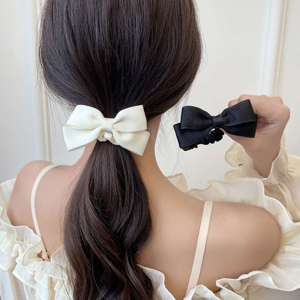 Tie Bar Clip - Ikat rambut elastis pita Korea wanita,