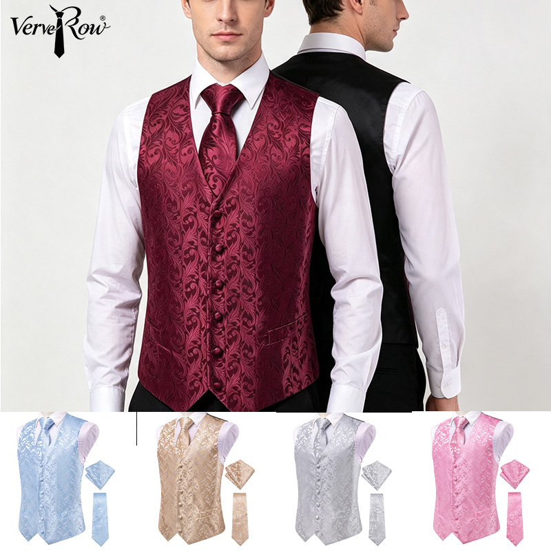 Men'S Formal Wear Ties - VerveRow Setelan Rompi Pria Motif Bunga