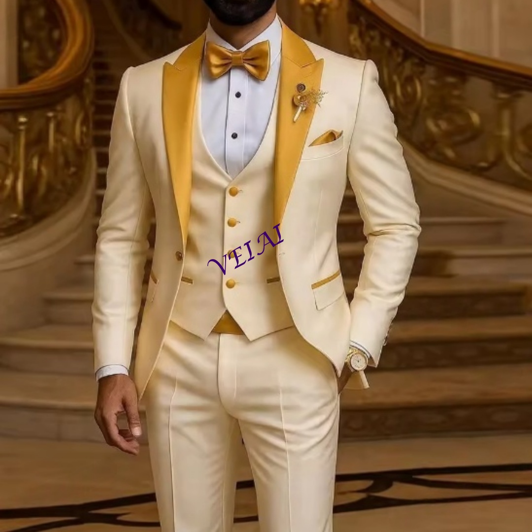 Men Formal Wear Wedding - Jas Pria Formal Warna Ivory dengan