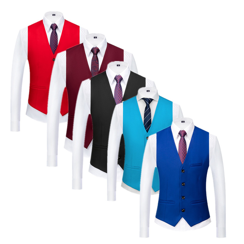 Men Formal Wear Wedding - Rompi setelan Formal warna polos untuk