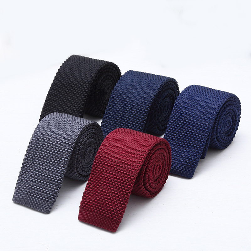 Men Formal Wear Black And White - Dasi Rajut Hitam Putih Solid 6cm