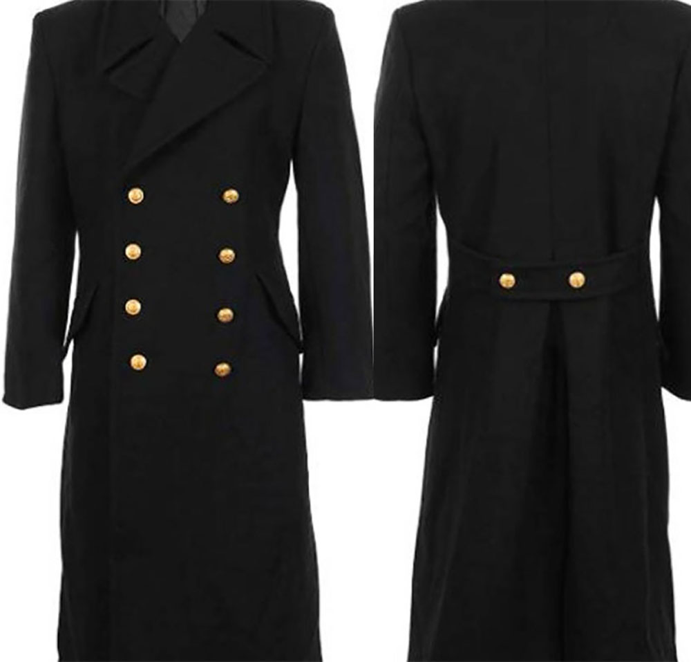 Large Men Formal Wear - Jas Trench Hitam Klasik Untuk Pria