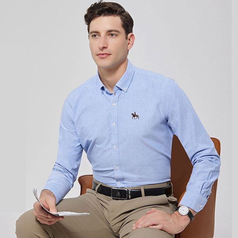Large Men Formal Wear - Baju lengan panjang Oxford untuk pria,