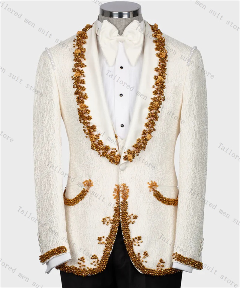 Men Formal Wear Black And White - Set Celana Setelan Pria Pengantin Pria