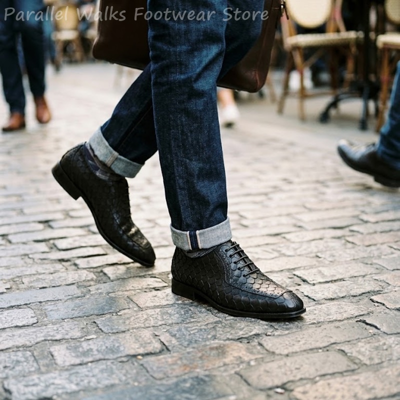 Scale - Men Formals & Ethnic Wear - Sepatu Oxford Pria Kulit Embos Sisik
