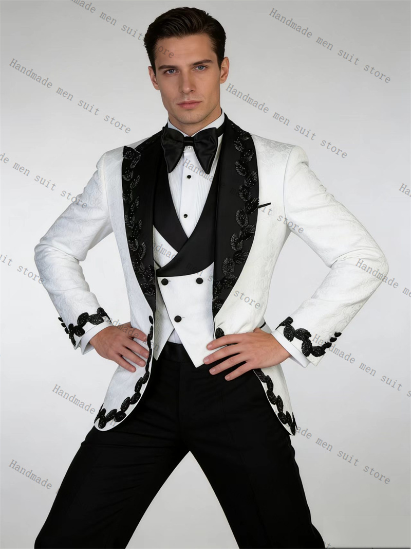 Men Formal Wear Black And White - Setelan Jas Pria Putih Hitam 2