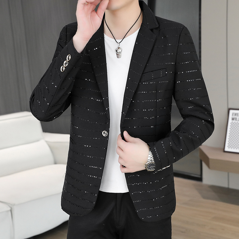 Men'S Style Formal Wear - Blazer Pria Berpayet Gaya Berlian Mewah