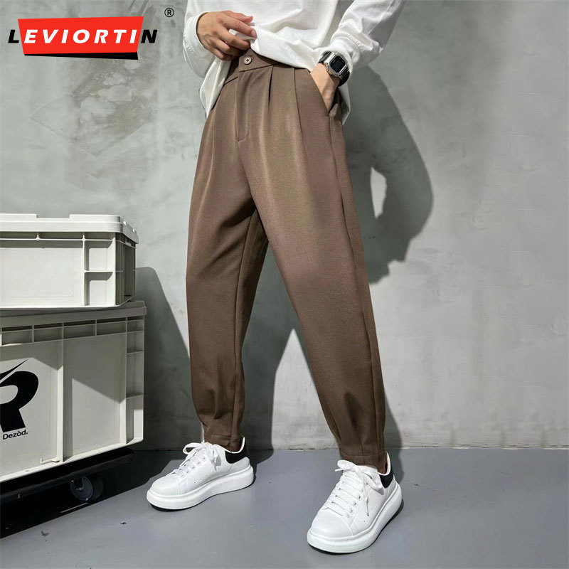 Korean Men Formal Wear - Celana Setelan Warna Solid Busana Pria