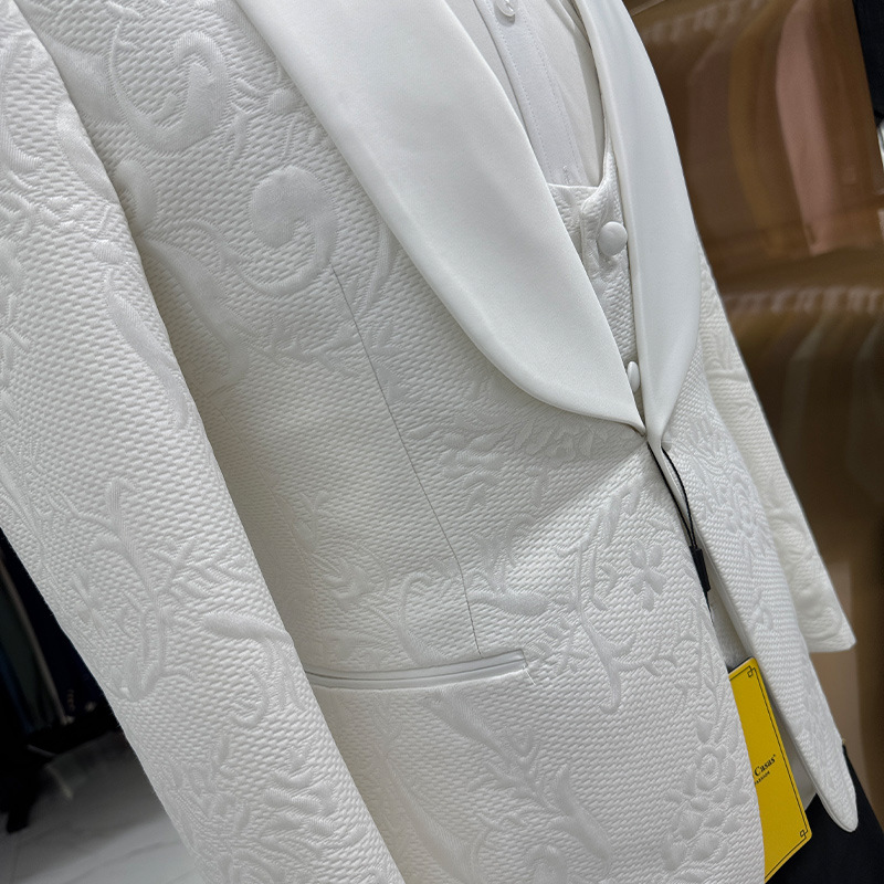 Setelan Jas Pria Putih 3 Poton - Men Formal Wear Black And White ulasan dan harga