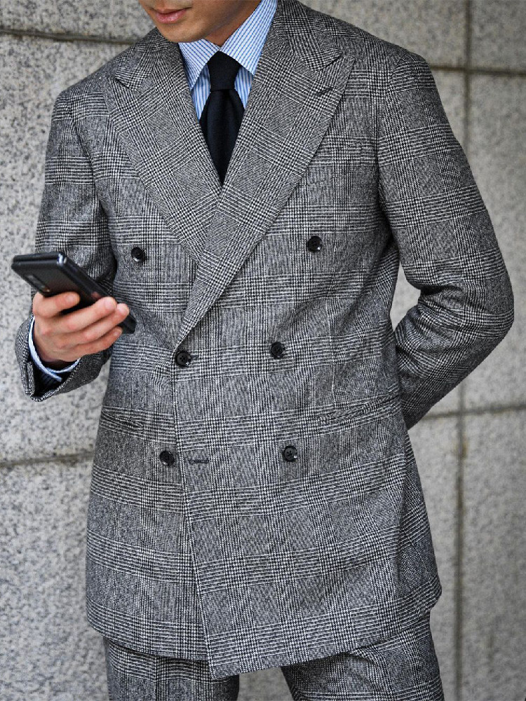 Setelan Pria Kotak-kotak Bisni - Men Formal Wear Wedding ulasan dan harga