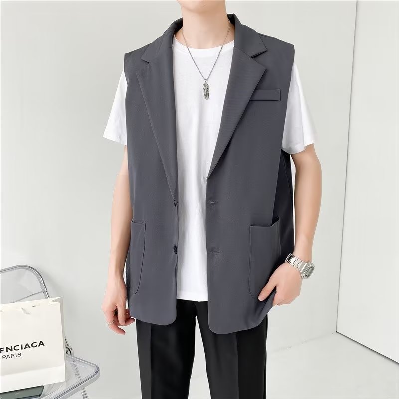 Setelan rompi pria, abu-abu, h - Korean Men Formal Wear ulasan dan harga