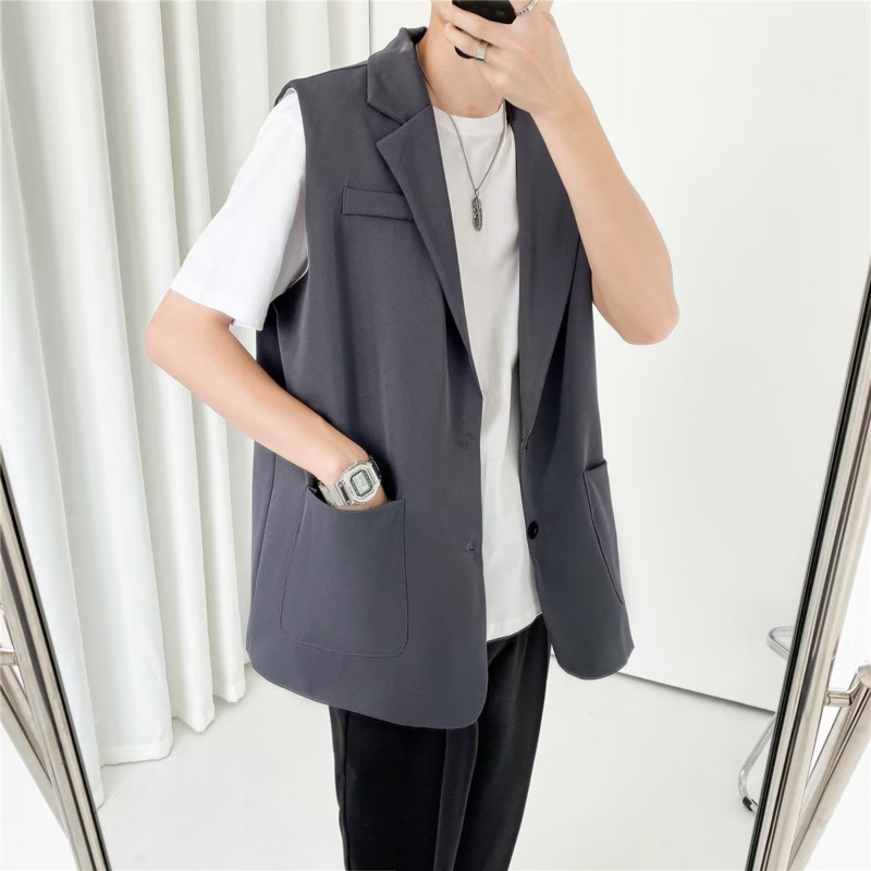 Setelan rompi pria, abu-abu, h - Korean Men Formal Wear ulasan dan harga