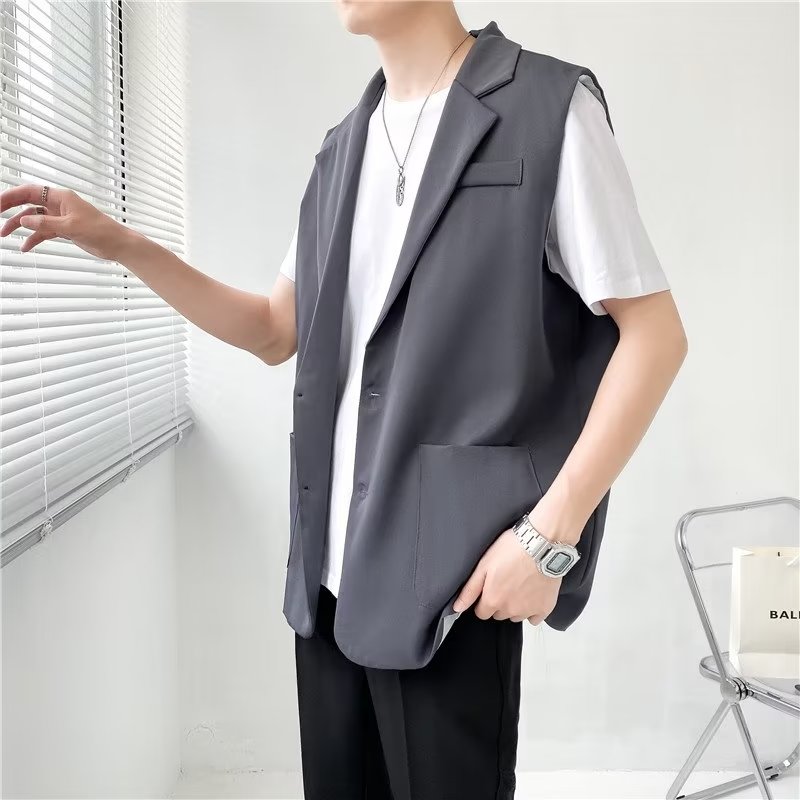 Setelan rompi pria, abu-abu, h - Korean Men Formal Wear ulasan dan harga