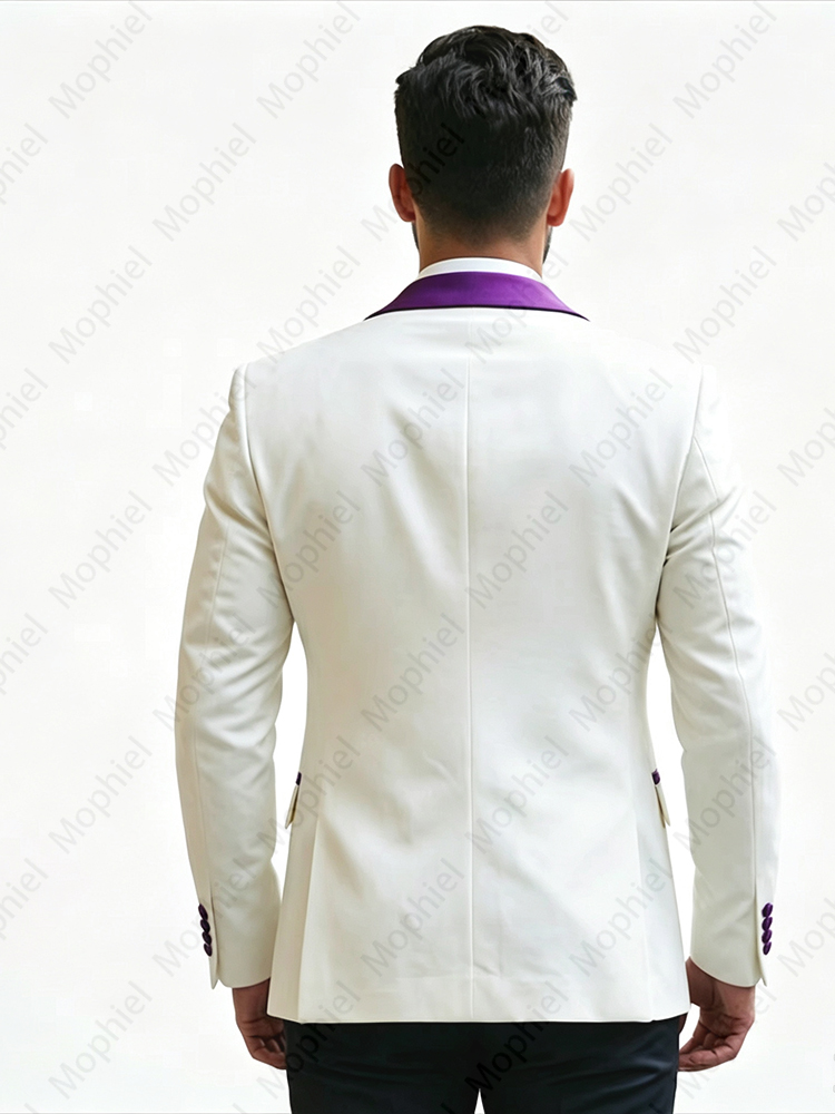 Setelan Jas Pria Putih 3 Poton - Men Formal Wear Wedding ulasan dan harga