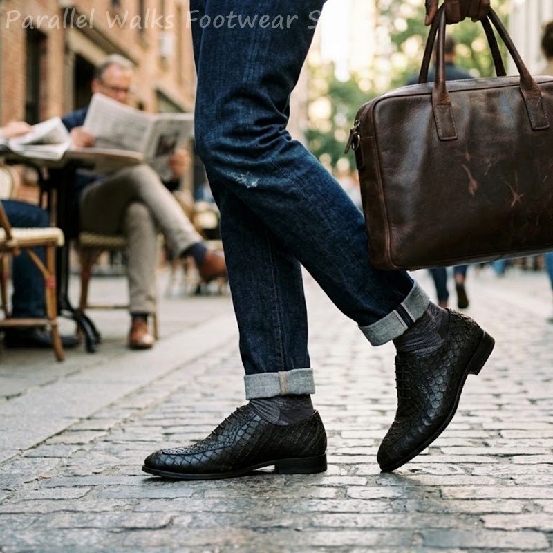 Sepatu Oxford Pria Kulit Embos - Scale - Men Formals & Ethnic Wear ulasan dan harga