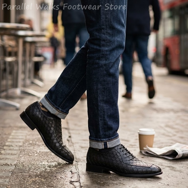 Sepatu Oxford Pria Kulit Embos - Scale - Men Formals & Ethnic Wear ulasan dan harga