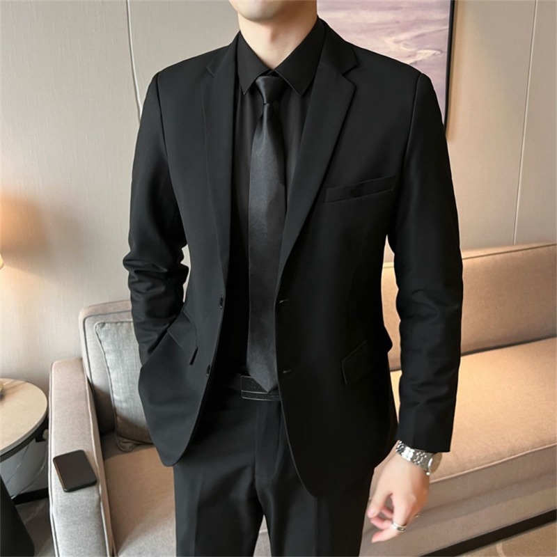 Setelan Jas Slim Fit 2 Potong  - Korean Men Formal Wear ulasan dan harga