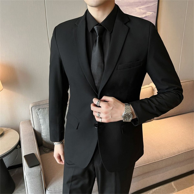 Setelan Jas Slim Fit 2 Potong  - Korean Men Formal Wear ulasan dan harga