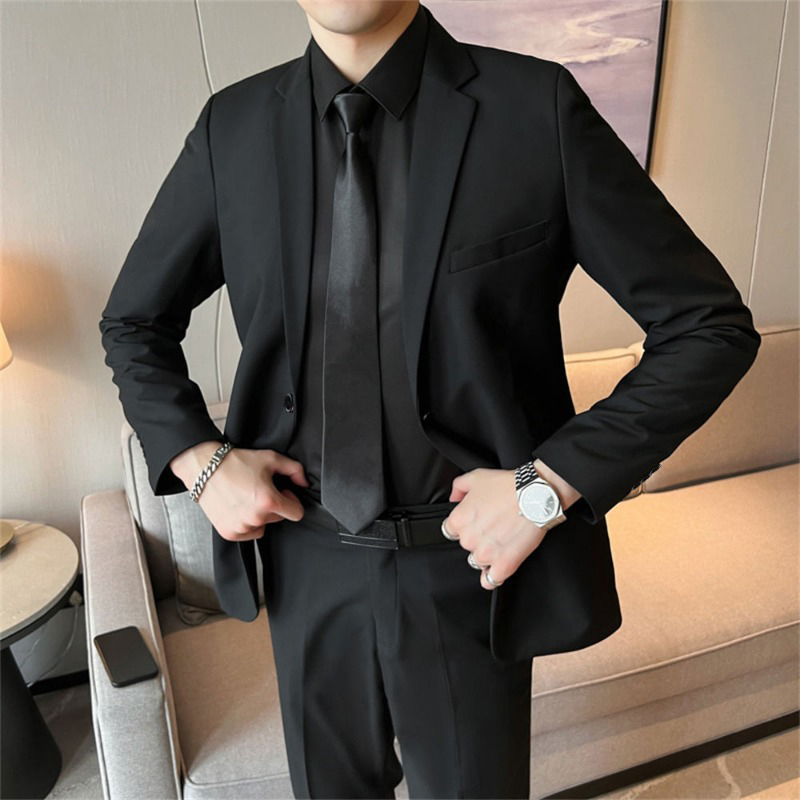 Setelan Jas Slim Fit 2 Potong  - Korean Men Formal Wear ulasan dan harga