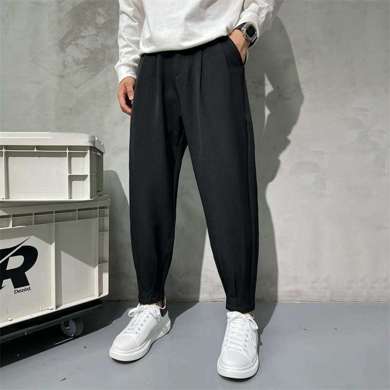 Celana Setelan Warna Solid Bus - Korean Men Formal Wear ulasan dan harga