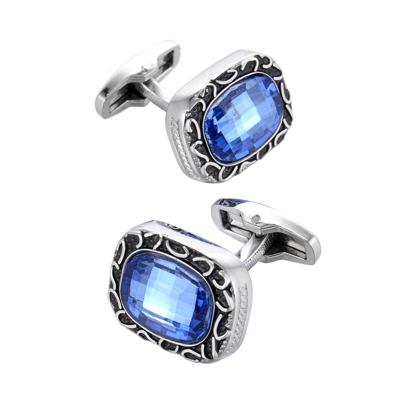 Kancing Manset Kristal Biru Mo - Dress Shirt French Cuff ulasan dan harga